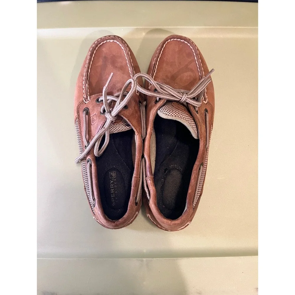 Sperry Top-Sider Womens Brown Leather Boat Shoes Size 7M 9777956 Nautical Flats
